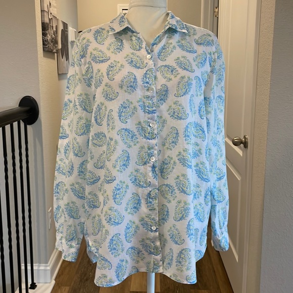 J Jill Love Linen Paisley Print Blouse - Picture 1 of 11
